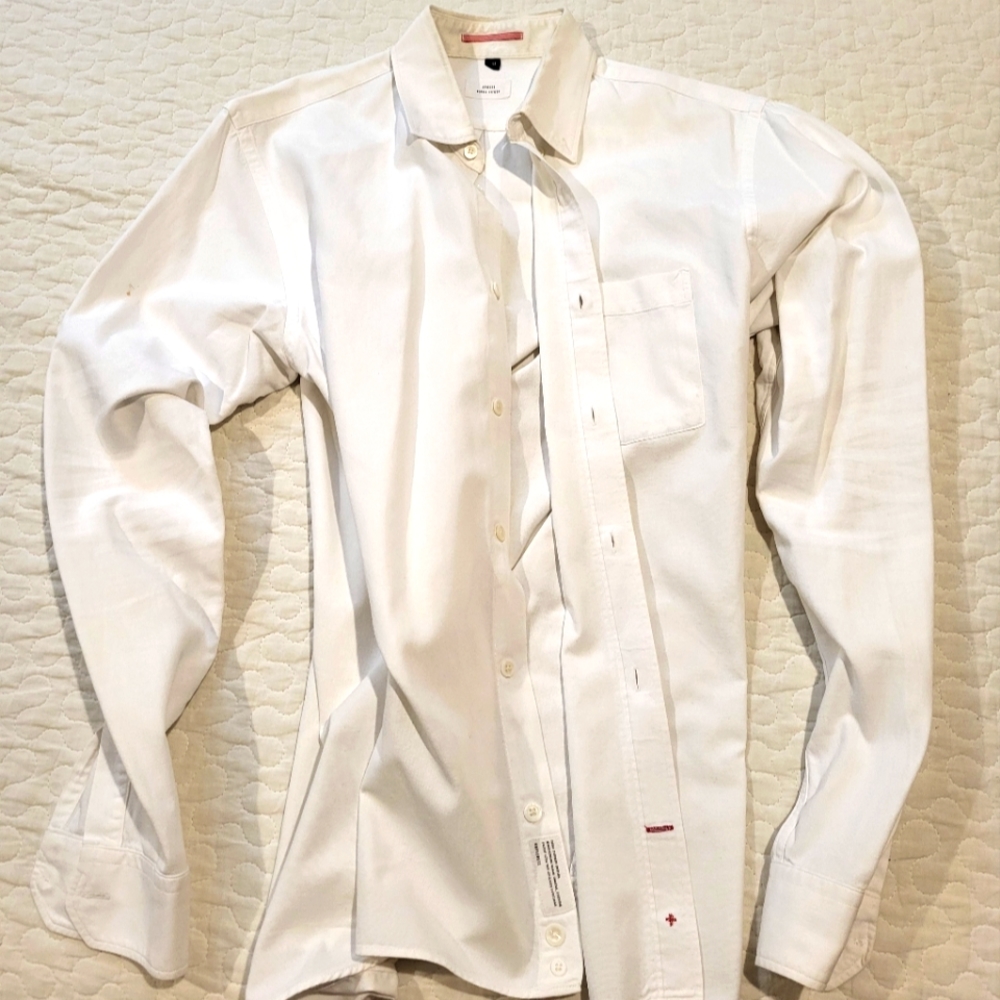 Apolis Men's Washed Oxford Button Down, White, size Medium